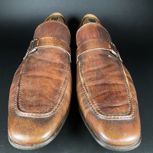 Magnanni Lino Men’s Size 11 M Brown Leather Slip On Buckle Loafers Dress Shoes main image 5